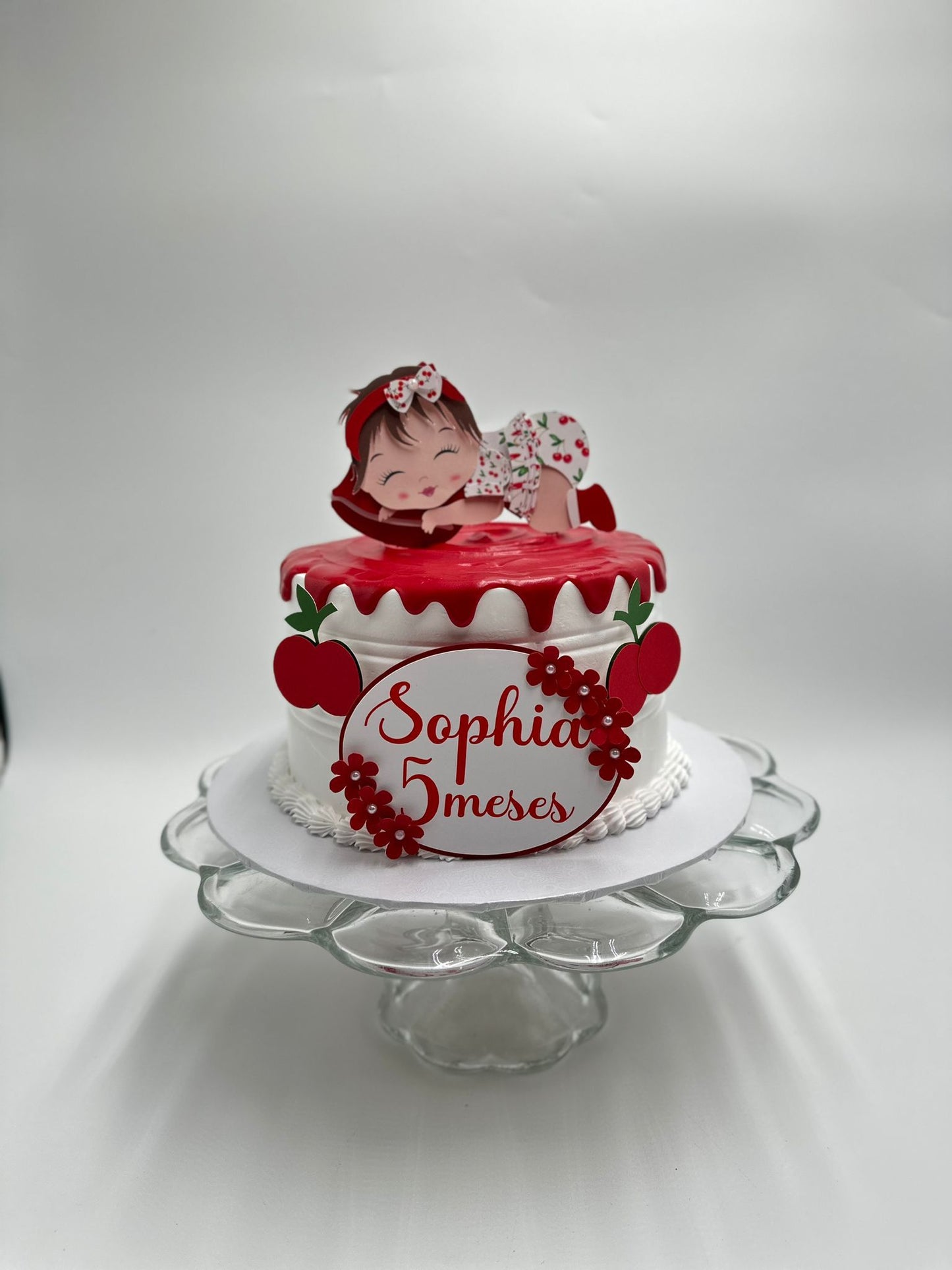 Cherry Baby Girl Cake Topper Personalized