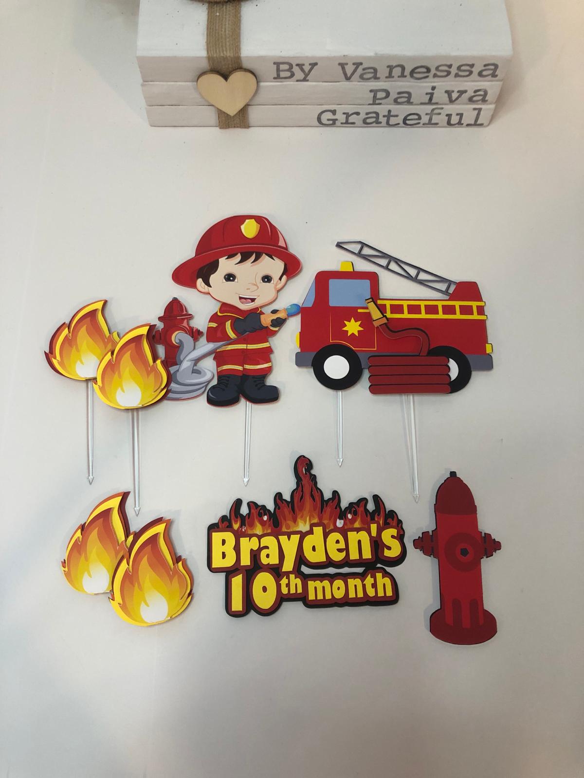 Firefighter Cake Topper - personalized