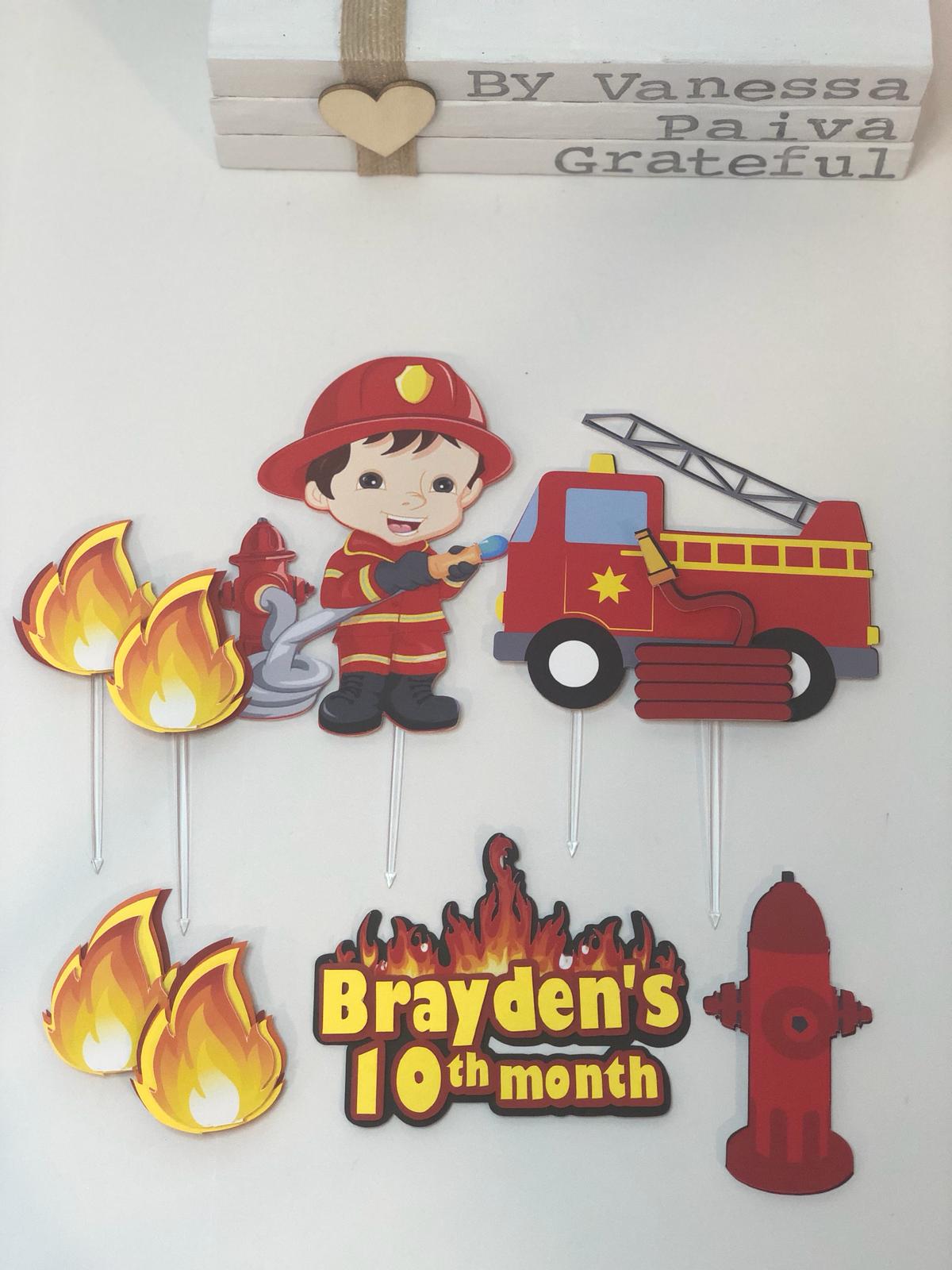 Firefighter Cake Topper - personalized