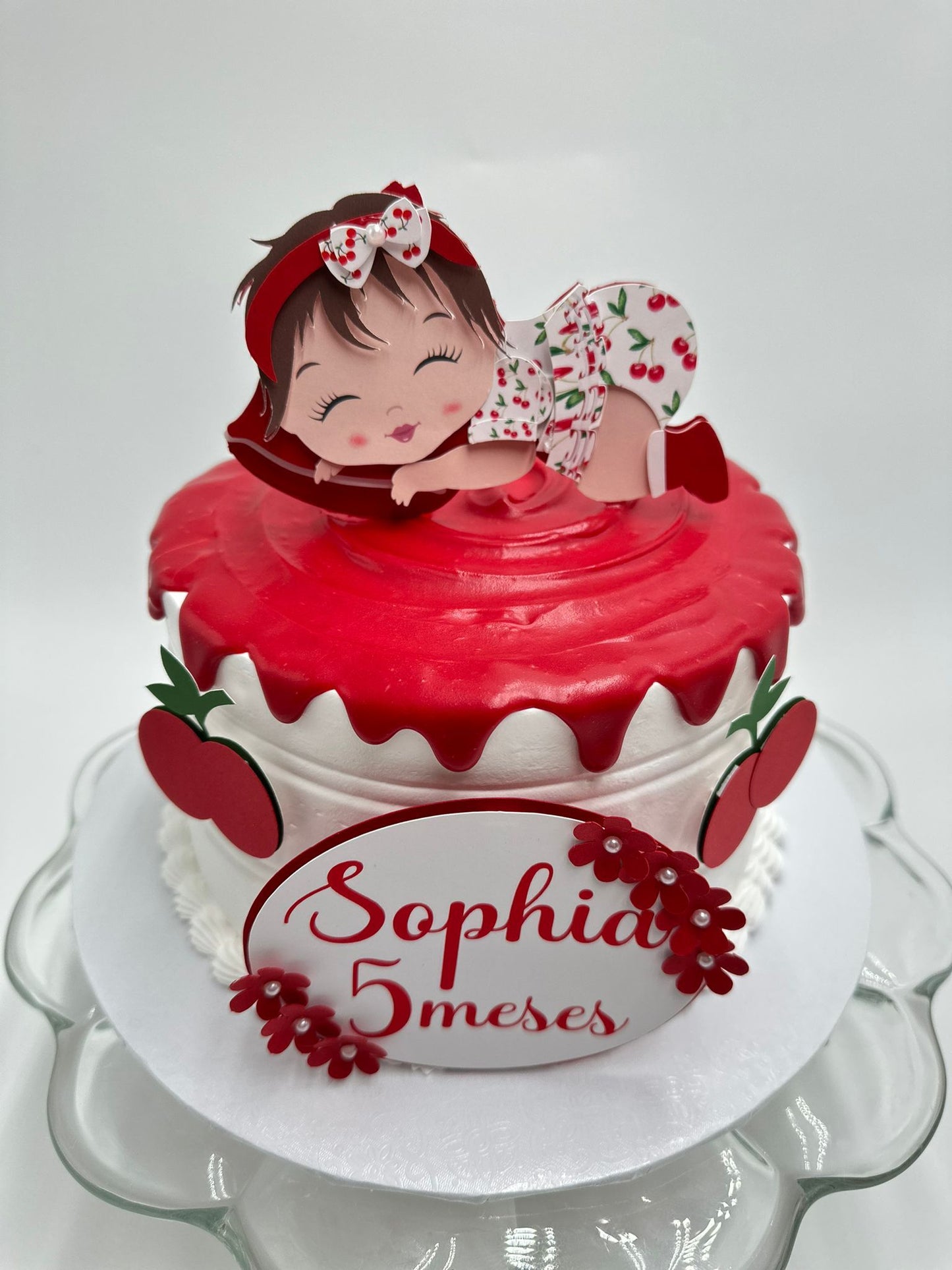 Cherry Baby Girl Cake Topper Personalized