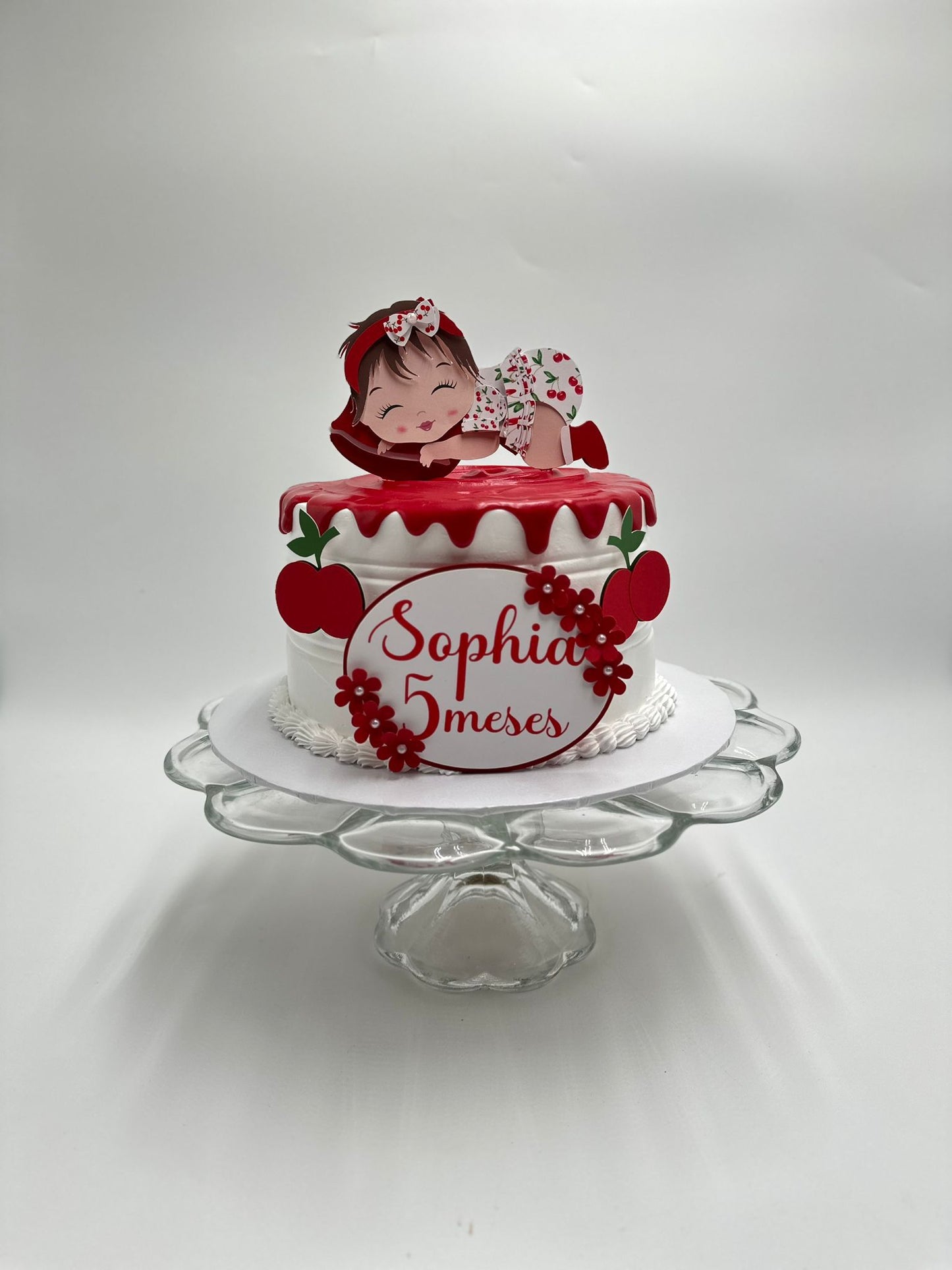 Cherry Baby Girl Cake Topper Personalized