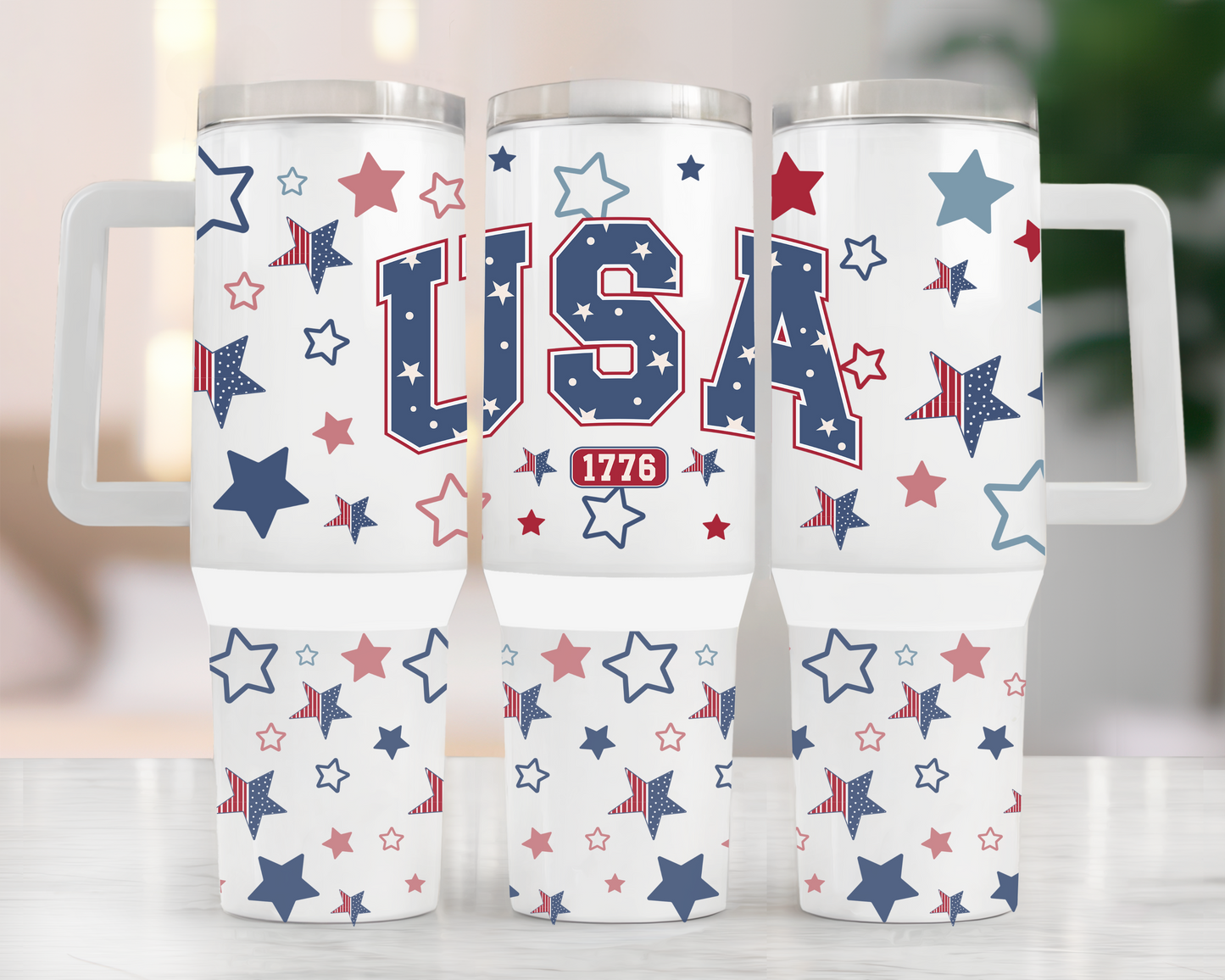 40oz USA with Stars 4th of July Tumbler