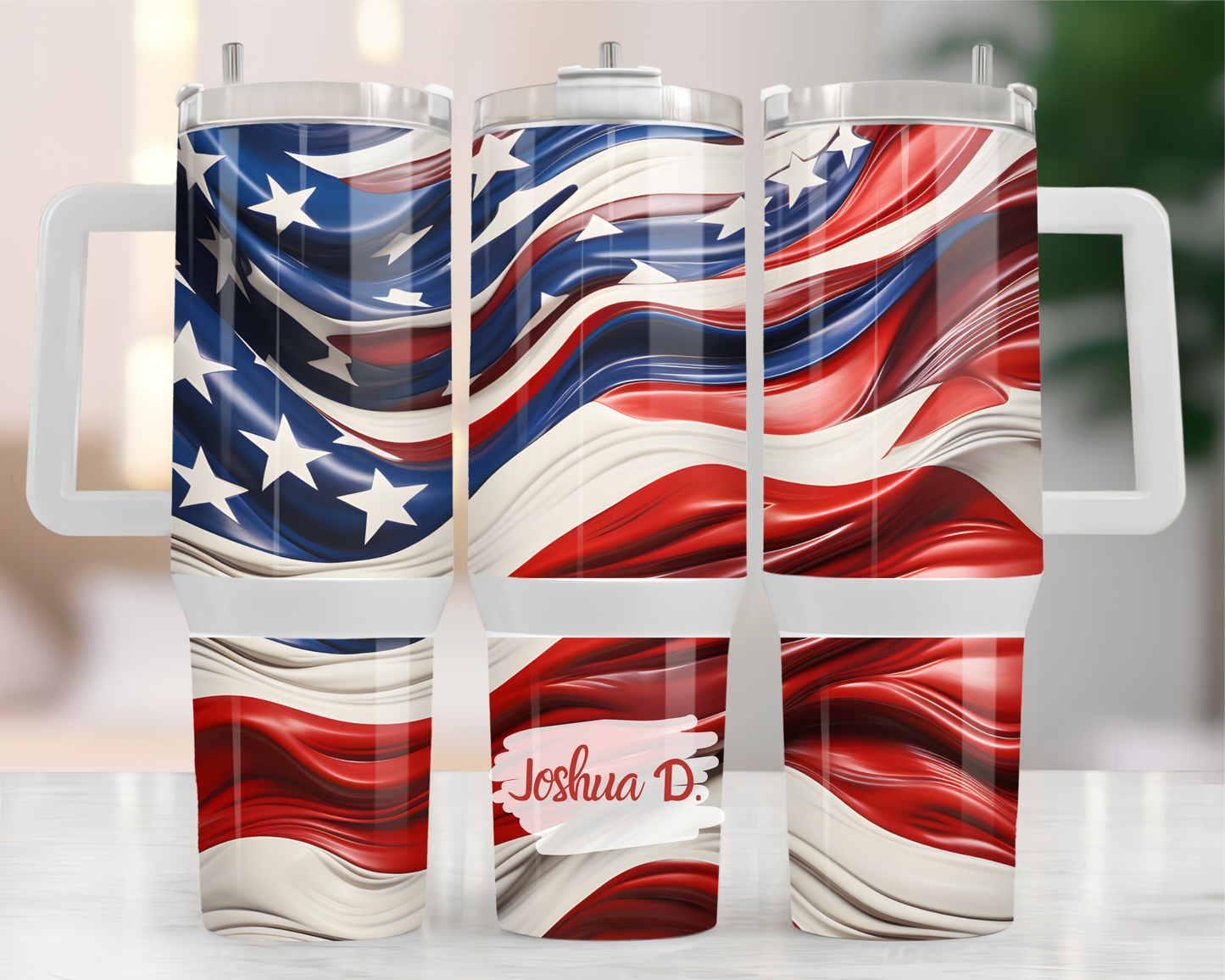40oz Personalized USA Flag Tumbler