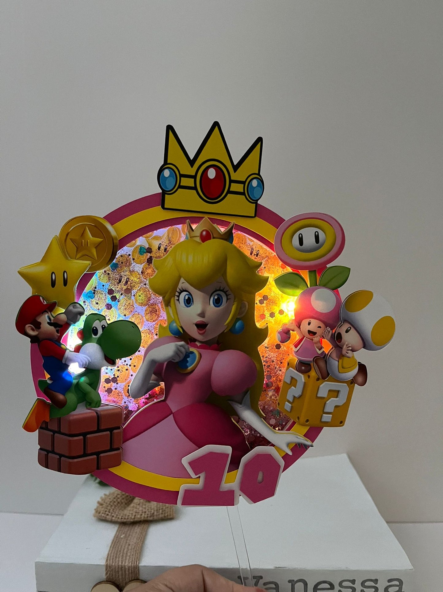 Princess Peach Shaker Cake Topper with light
